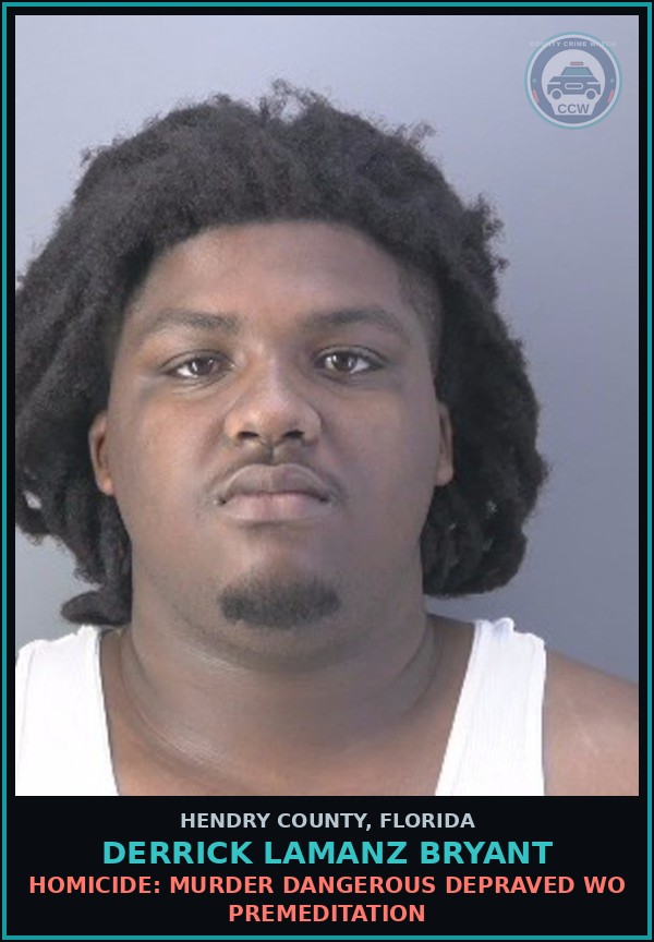 Booking mugshot of DERRICK LAMANZ BRYANT in Hendry County