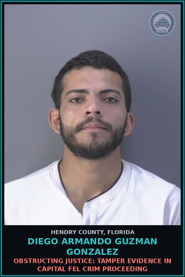 Booking mugshot of DIEGO ARMANDO GUZMAN GONZALEZ in Hendry County