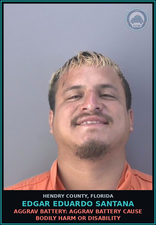 Booking mugshot of EDGAR EDUARDO SANTANA in Hendry County