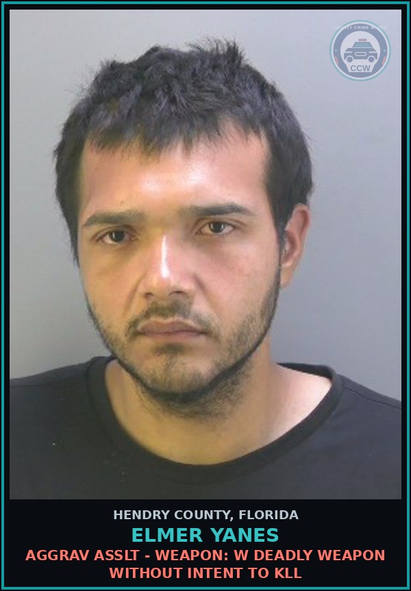 Booking mugshot of ELMER YANES in Hendry County