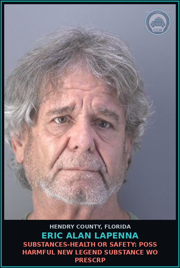 Booking mugshot of ERIC ALAN LAPENNA in Hendry County