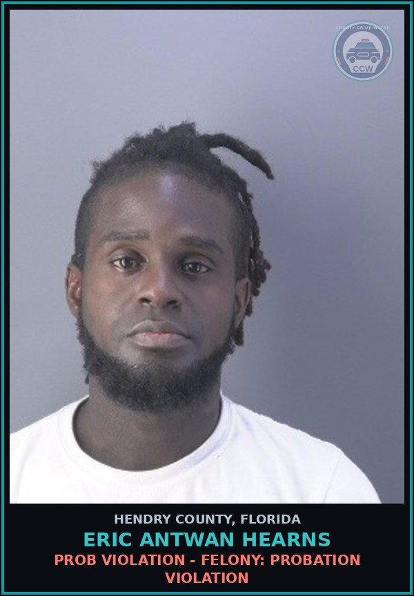 Booking mugshot of ERIC ANTWAN HEARNS in Hendry County