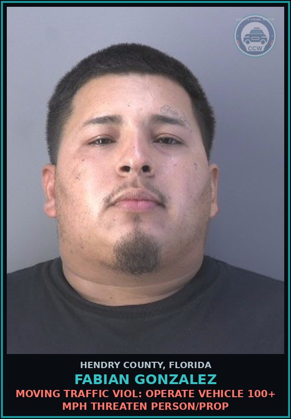 Booking mugshot of FABIAN GONZALEZ in Hendry County