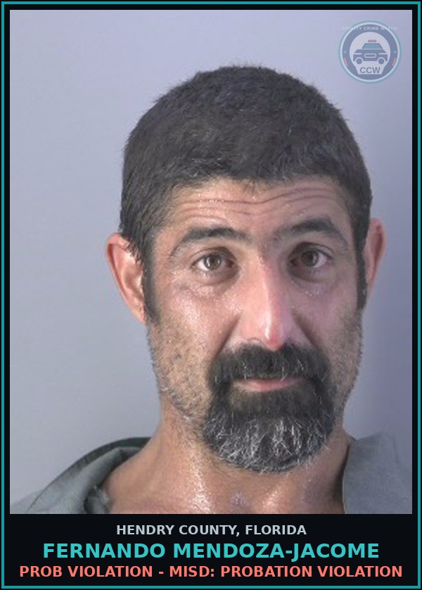 Booking mugshot of FERNANDO MENDOZA-JACOME in Hendry County