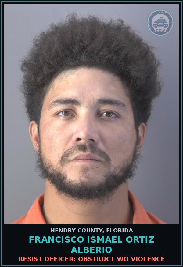 Booking mugshot of FRANCISCO ISMAEL ORTIZ ALBERIO in Hendry County