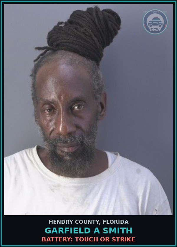 Booking mugshot of GARFIELD A SMITH in Hendry County