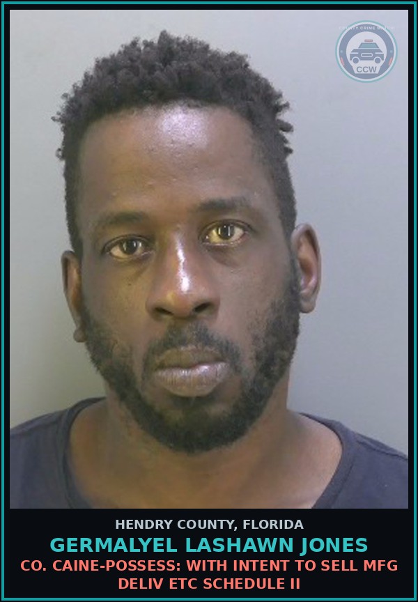 Booking mugshot of GERMALYEL LASHAWN JONES in Hendry County