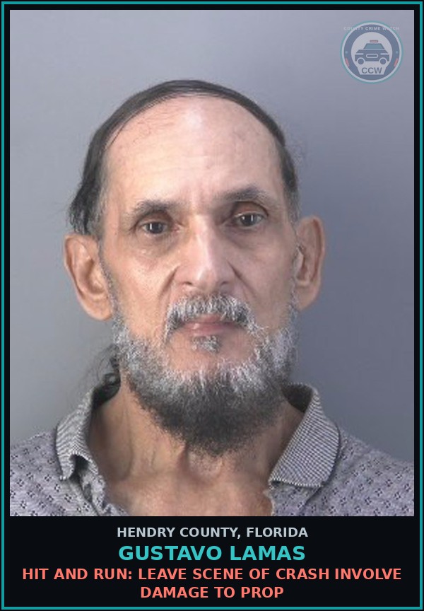 Booking mugshot of GUSTAVO LAMAS in Hendry County