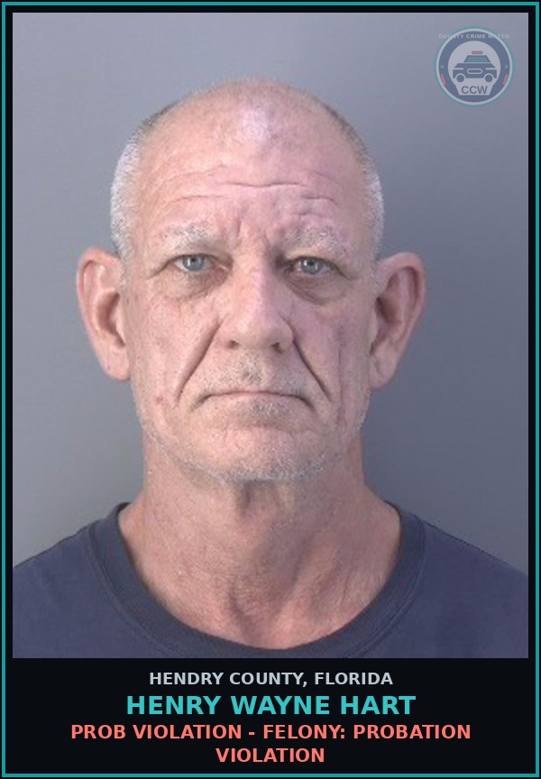 Booking mugshot of HENRY WAYNE HART in Hendry County