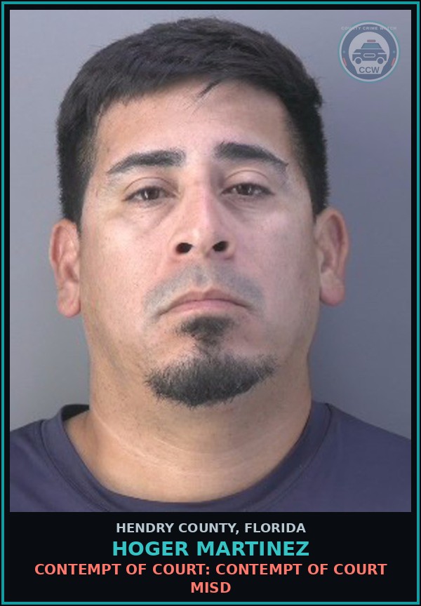 Booking mugshot of HOGER MARTINEZ in Hendry County