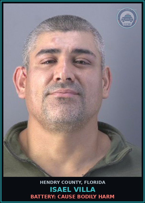 Booking mugshot of ISAEL VILLA in Hendry County