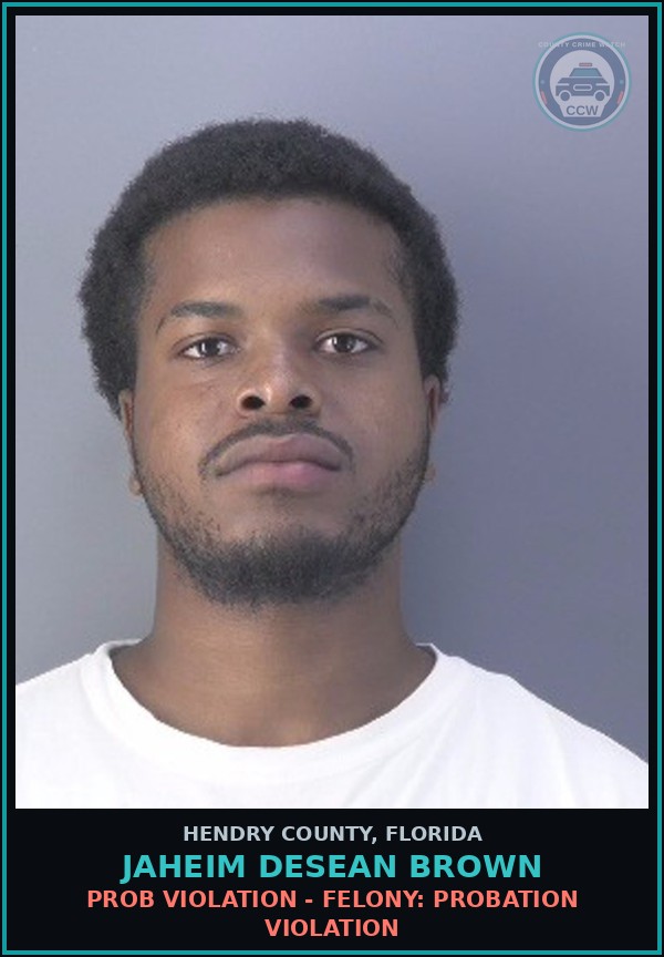 Booking mugshot of JAHEIM DESEAN BROWN in Hendry County