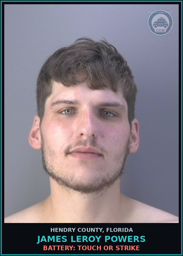 Booking mugshot of JAMES LEROY POWERS in Hendry County