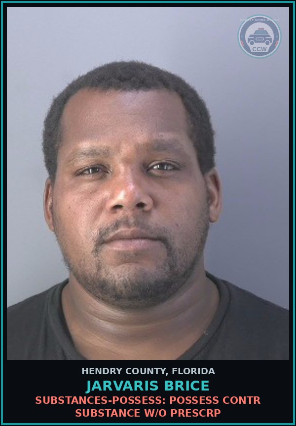 Booking mugshot of JARVARIS BRICE in Hendry County