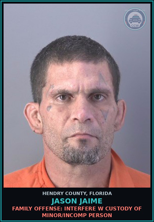 Booking mugshot of JASON JAIME in Hendry County