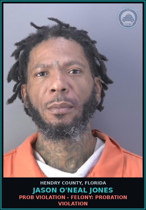 Booking mugshot of JASON O'NEAL JONES in Hendry County