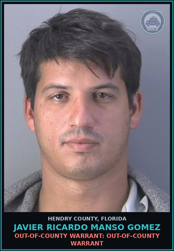 Booking mugshot of JAVIER RICARDO MANSO GOMEZ in Hendry County