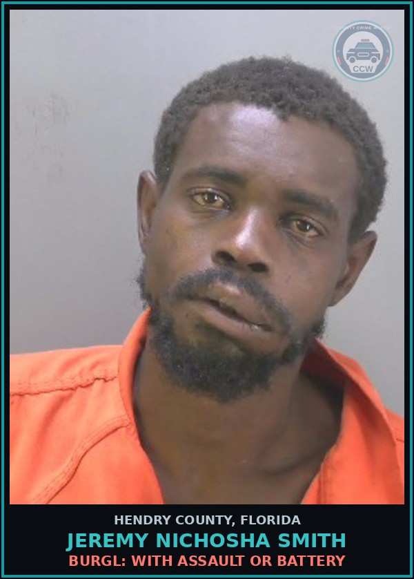 Booking mugshot of JEREMY NICHOSHA SMITH in Hendry County