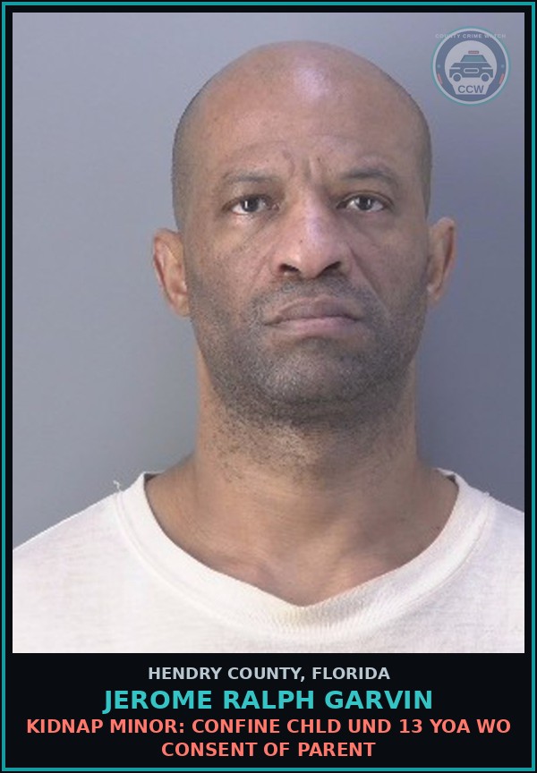 Booking mugshot of JEROME RALPH GARVIN in Hendry County
