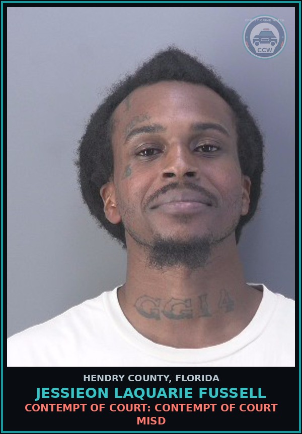 Booking mugshot of JESSIEON LAQUARIE FUSSELL in Hendry County