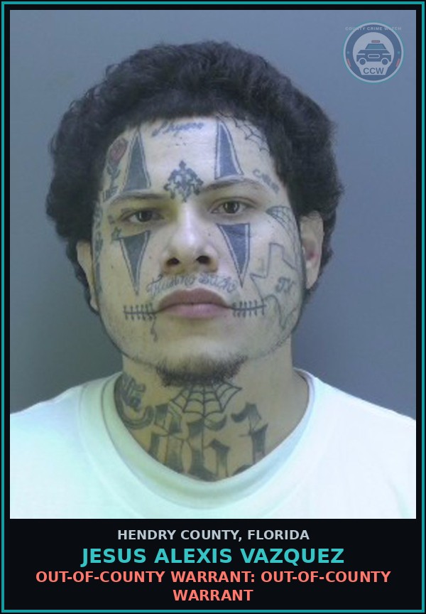 Booking mugshot of JESUS ALEXIS VAZQUEZ in Hendry County