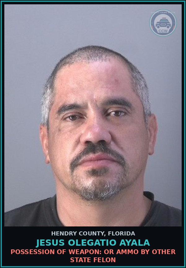 Booking mugshot of JESUS OLEGATIO AYALA in Hendry County
