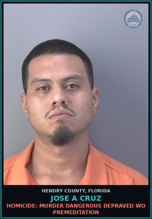 Booking mugshot of JOSE A CRUZ in Hendry County