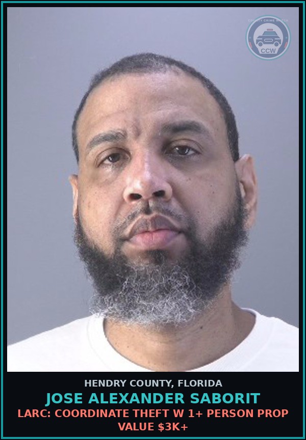 Booking mugshot of JOSE ALEXANDER SABORIT in Hendry County