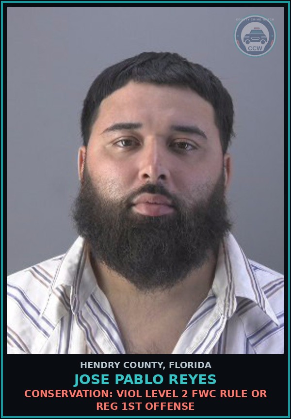 Booking mugshot of JOSE PABLO REYES in Hendry County