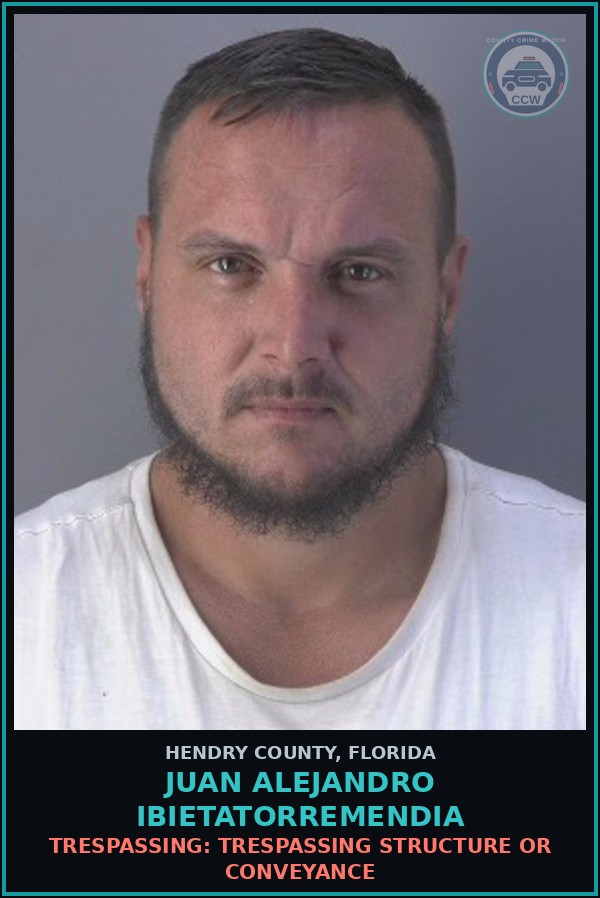 Booking mugshot of JUAN ALEJANDRO IBIETATORREMENDIA in Hendry County