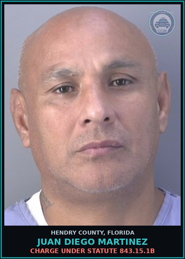 Booking mugshot of JUAN DIEGO MARTINEZ in Hendry County
