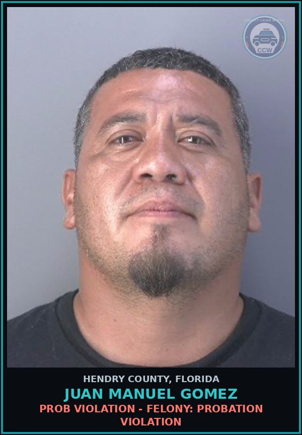 Booking mugshot of JUAN MANUEL GOMEZ in Hendry County