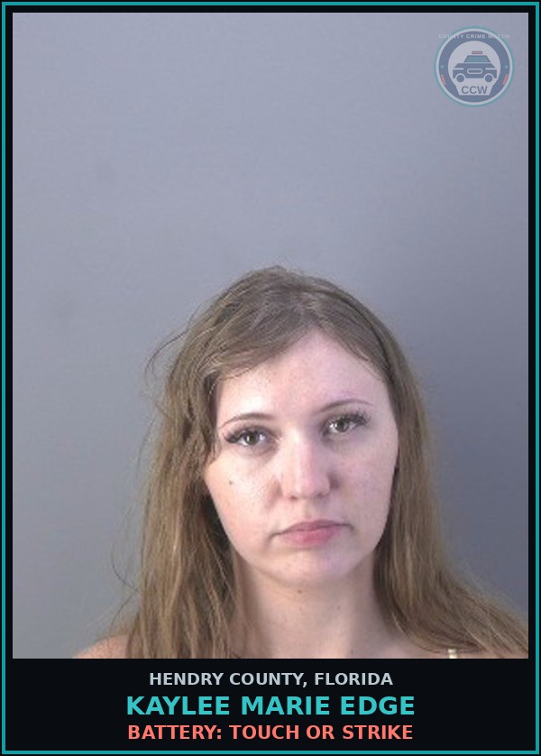 Booking mugshot of KAYLEE MARIE EDGE in Hendry County