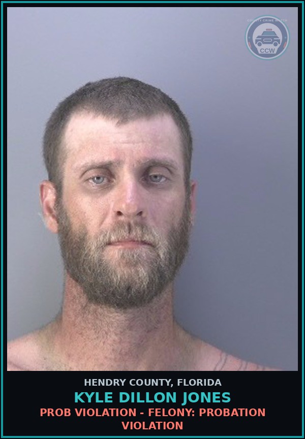 Booking mugshot of KYLE DILLON JONES in Hendry County