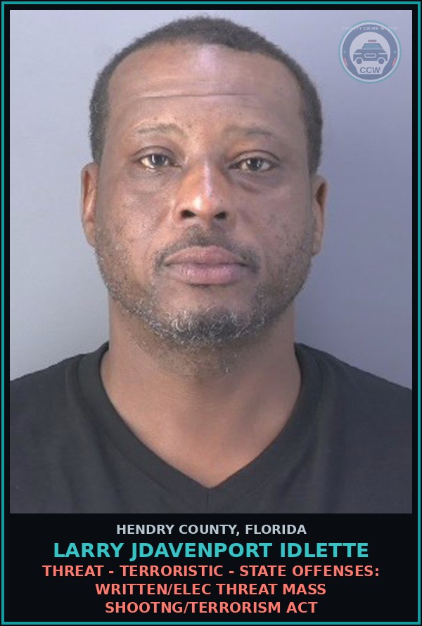 Booking mugshot of LARRY JDAVENPORT IDLETTE in Hendry County