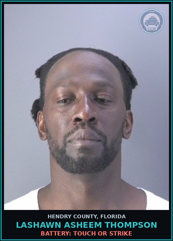 Booking mugshot of LASHAWN ASHEEM THOMPSON in Hendry County