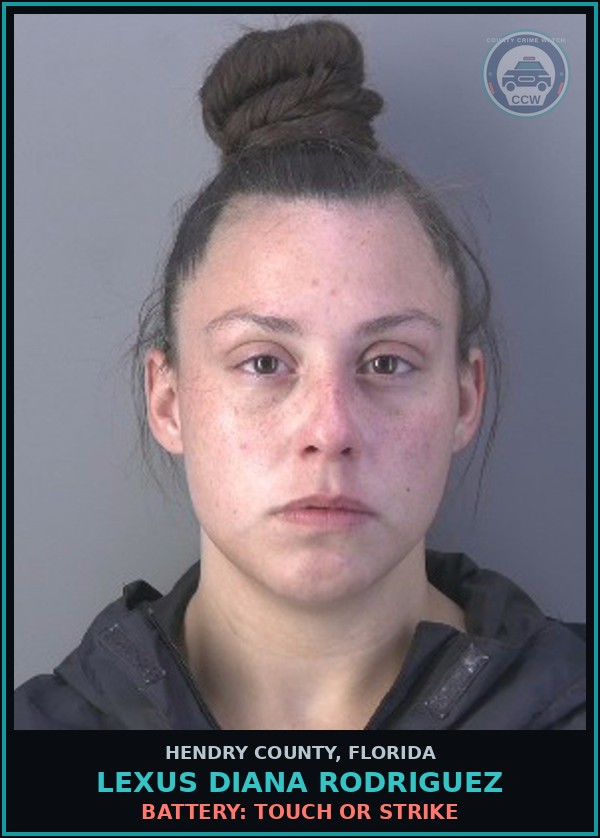 Booking mugshot of LEXUS DIANA RODRIGUEZ in Hendry County