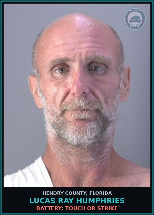 Booking mugshot of LUCAS RAY HUMPHRIES in Hendry County