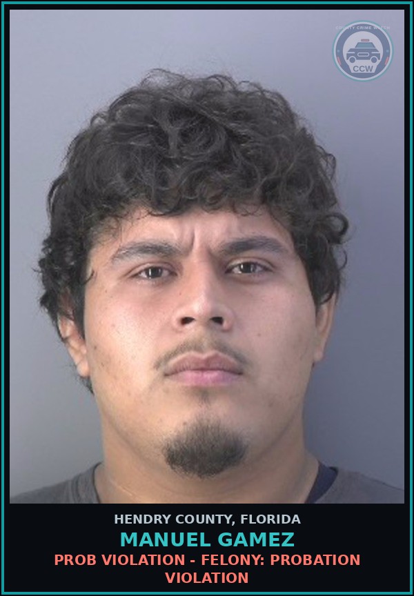 Booking mugshot of MANUEL GAMEZ in Hendry County