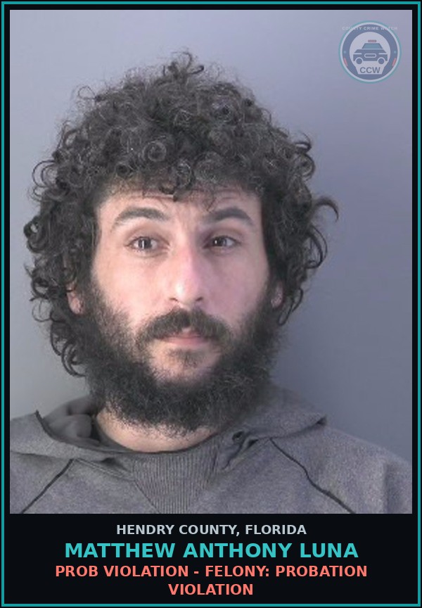 Booking mugshot of MATTHEW ANTHONY LUNA in Hendry County