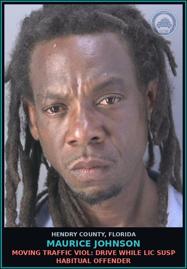 Booking mugshot of MAURICE JOHNSON in Hendry County