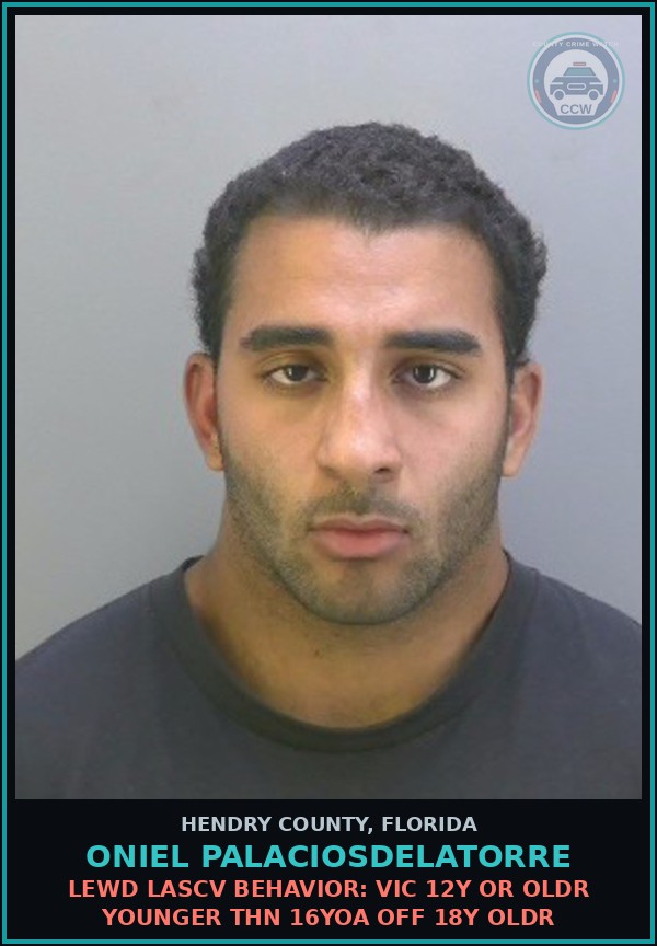 Booking mugshot of ONIEL PALACIOSDELATORRE in Hendry County