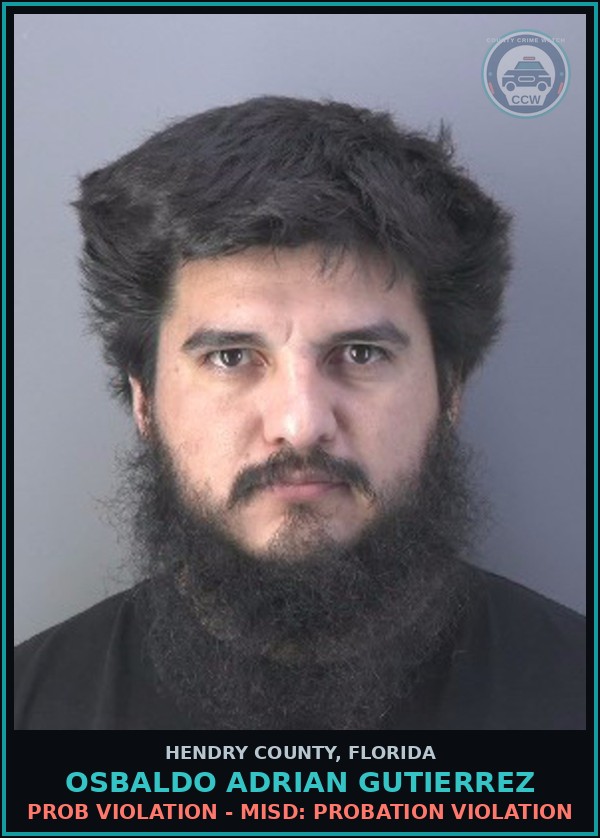 Booking mugshot of OSBALDO ADRIAN GUTIERREZ in Hendry County