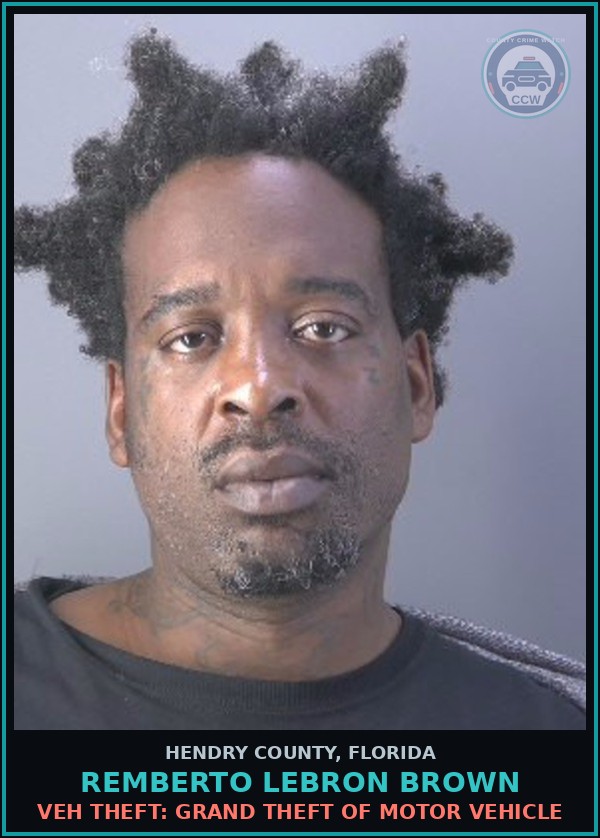 Booking mugshot of REMBERTO LEBRON BROWN in Hendry County