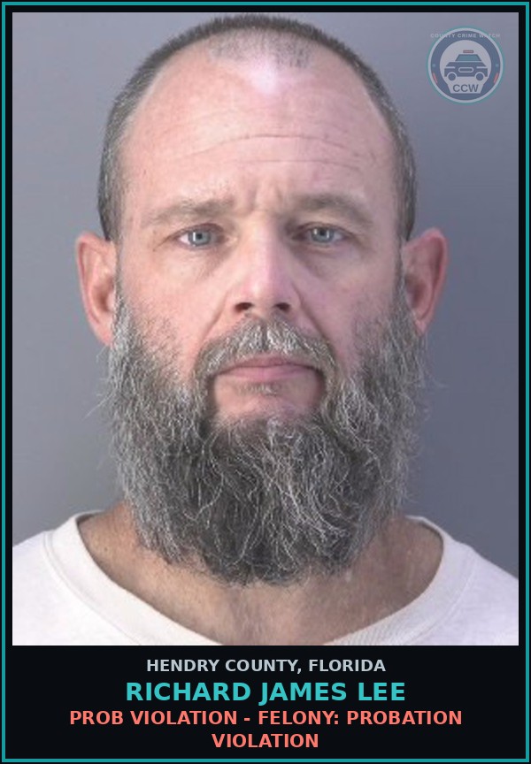 Booking mugshot of RICHARD JAMES LEE in Hendry County
