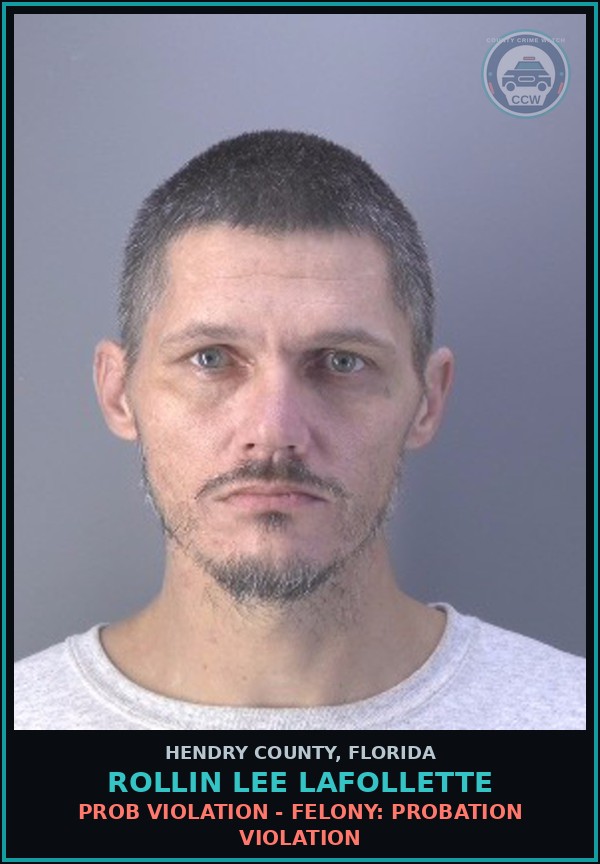 Booking mugshot of ROLLIN LEE LAFOLLETTE in Hendry County