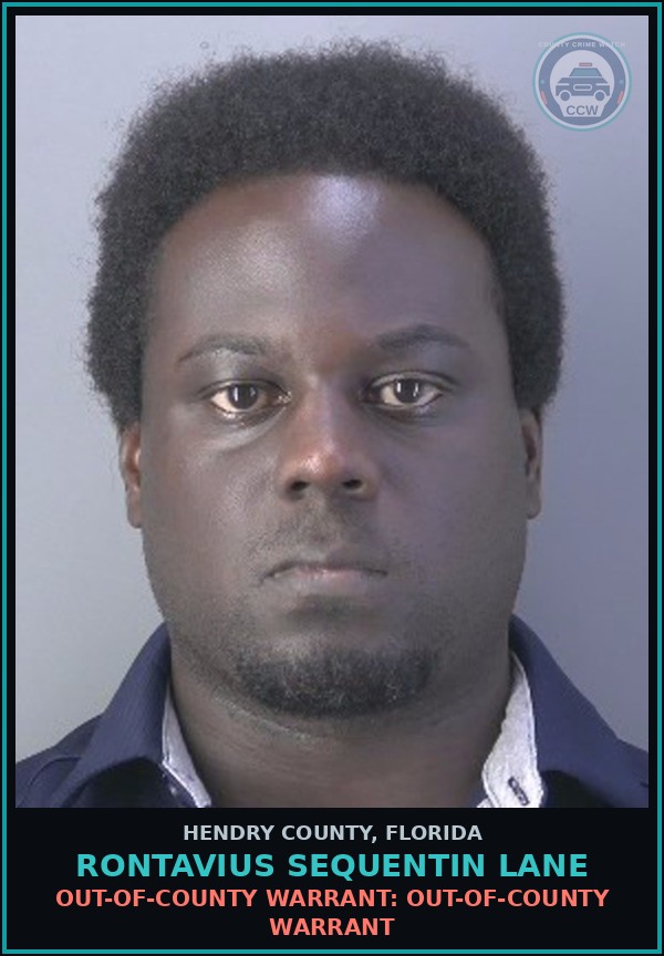 Booking mugshot of RONTAVIUS SEQUENTIN LANE in Hendry County