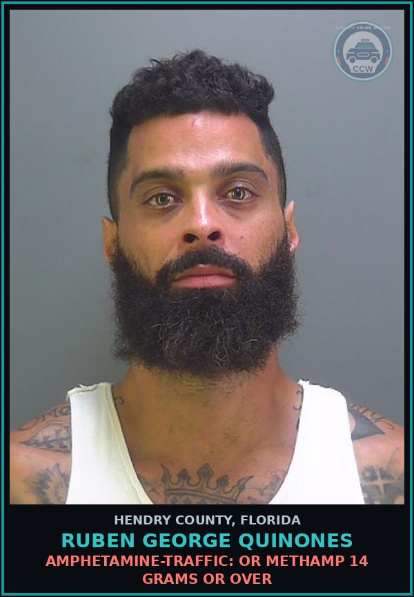 Booking mugshot of RUBEN GEORGE QUINONES in Hendry County