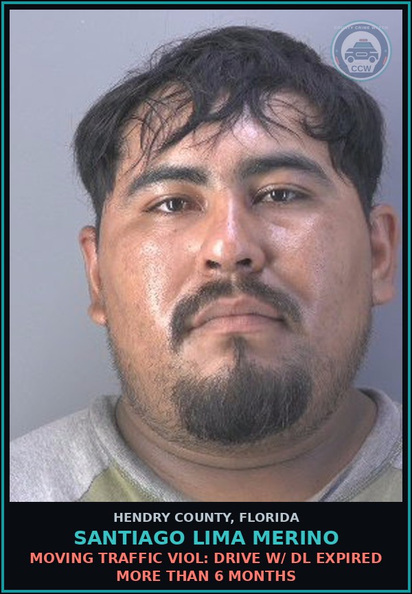 Booking mugshot of SANTIAGO LIMA MERINO in Hendry County