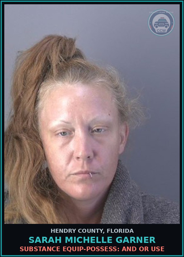 Booking mugshot of SARAH MICHELLE GARNER in Hendry County